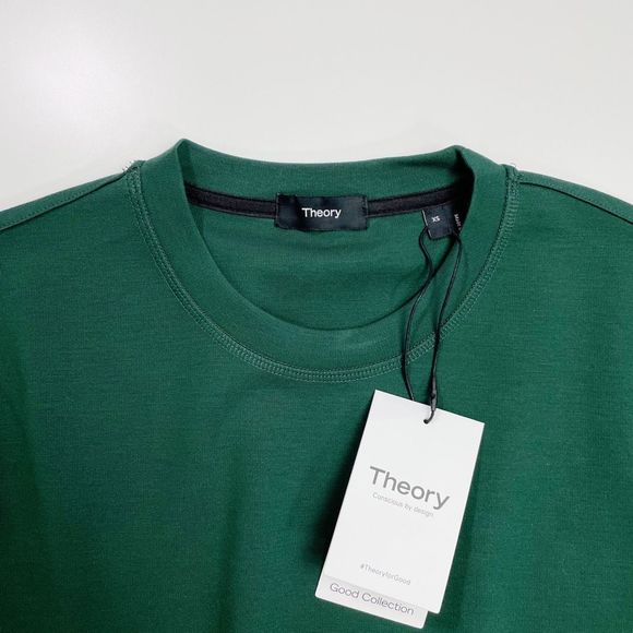 Theory Ryder Tee Relay Jersey Knit Short Sleeve Pine Green XS NWT - Picture 5 of 7